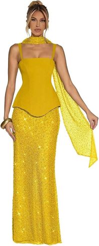 Sparkly Sequin Prom Dresses with Scarf Mermaid Evening Party Gown Spaghetti Straps Maxi Cocktail Gowns in Saudi Arabia