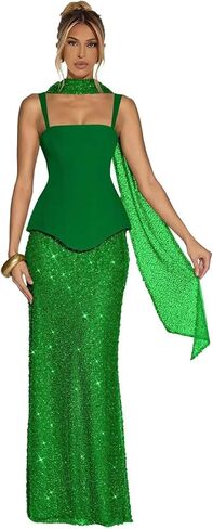 Sparkly Sequin Prom Dresses with Scarf Mermaid Evening Party Gown Spaghetti Straps Maxi Cocktail Gowns in Saudi Arabia