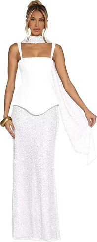 Sparkly Sequin Prom Dresses with Scarf Mermaid Evening Party Gown Spaghetti Straps Maxi Cocktail Gowns in Saudi Arabia