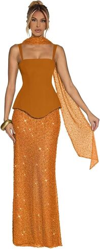 Sparkly Sequin Prom Dresses with Scarf Mermaid Evening Party Gown Spaghetti Straps Maxi Cocktail Gowns in Saudi Arabia