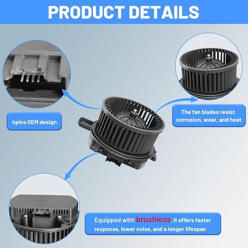 Front HVAC Heater Blower Motor with Brushless - Compatible with Chevy Cruze/Volt 2016-2019, GMC Acadia 2017-2019, Buick Enclave 2018-2024, Cadillac XT5 2017-2024, Replace# 700340 in Kuwait