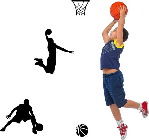 Basketball Wall Decal Large, 3D Basketball Wall Stickers, Self-Adhesive Fathead Window Decor for Teen Boys Bedroom, Living Room, Home, 34x35 Inch in Kuwait