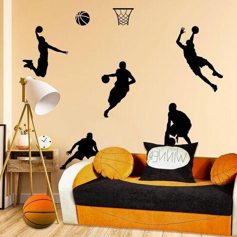 Basketball Wall Decal Large, 3D Basketball Wall Stickers, Self-Adhesive Fathead Window Decor for Teen Boys Bedroom, Living Room, Home, 34x35 Inch in Kuwait