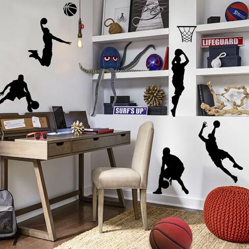 Basketball Wall Decal Large, 3D Basketball Wall Stickers, Self-Adhesive Fathead Window Decor for Teen Boys Bedroom, Living Room, Home, 34x35 Inch in Kuwait