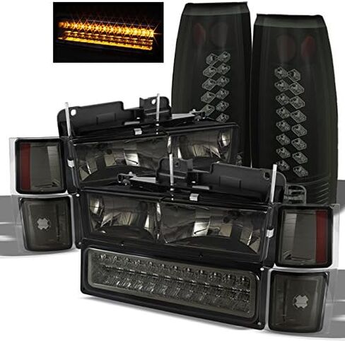 AKKON - لـ [مجموعة الدخان] 94-98 Chevy C/K 1500 2500 3500 سوبربان تاهو بيك اب المصابيح الأمامية + مصد LED + مصابيح خلفية LED in Saudi Arabia