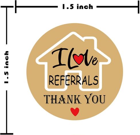 ملصق I Love Referrals على شكل منزل، مقاس 1.5 بوصة، ملصقات شكر للوكلاء ومستلزمات المبيعات، مستلزمات السمسار، بريد للأعمال الصغيرة (504 قطعة) in Kuwait