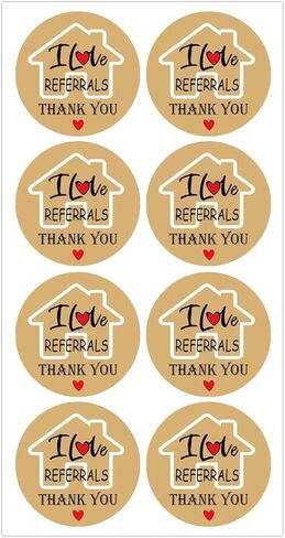 ملصق I Love Referrals على شكل منزل، مقاس 1.5 بوصة، ملصقات شكر للوكلاء ومستلزمات المبيعات، مستلزمات السمسار، بريد للأعمال الصغيرة (504 قطعة) in Kuwait