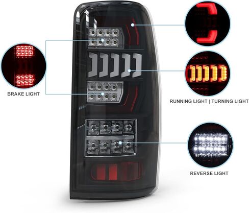 AUTOWIKI LED Tail Lights for 2000-2006 Chevy Suburban/Chevrolet Tahoe, Taillights Assembly fit for 2000-2006 GMC Yukon Rear Lights 1 Pair Tail Lamp Replacements Clear Lens in Saudi Arabia