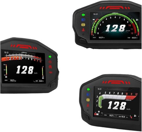 Motorcycle Speedometer 12V Universal Motorcycle Tachometer Odometer Tachometer Instrument Panel Dashboard Dual Odometer Tachometer in Saudi Arabia