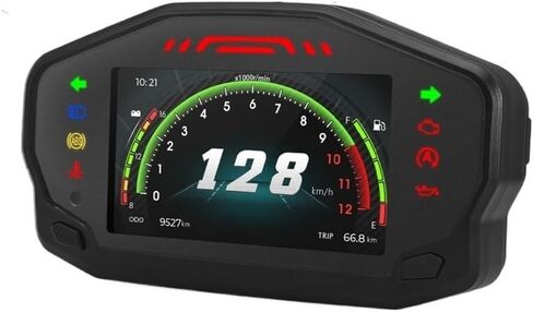 Motorcycle Speedometer 12V Universal Motorcycle Tachometer Odometer Tachometer Instrument Panel Dashboard Dual Odometer Tachometer in Saudi Arabia