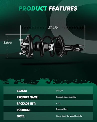 SCITOO Front & Rear Complete Strut Assembly 2008-2010 for Mitsubishi Lancer Shock Struts Replace 172356 172355 172508 -Set of 4 in Saudi Arabia