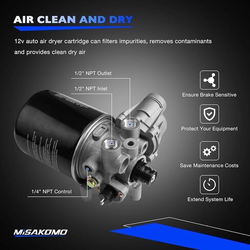 Car Air Clean Dryers R955205, Compatible with Meritor-Wabco System Saver 1200 Wabco SS1200 Volvo Kenworth Peterbilt 379 Cascadia Other RV Bus Trucks, Peterbilt 12V Interior Cab Fresh Air Filter in Saudi Arabia
