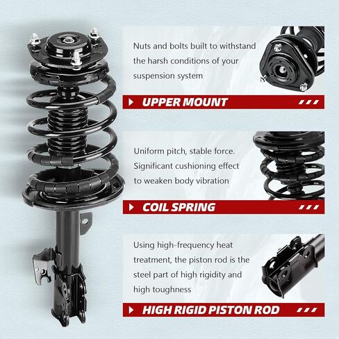 4PC Front Struts + Sway Bar Links Set - Replacement for 2012-2017 Toyota Camry Hybrid L LE XLE LE XLE - Complete with Coil Springs Assembly 2013 2014 2015 2016 in Kuwait