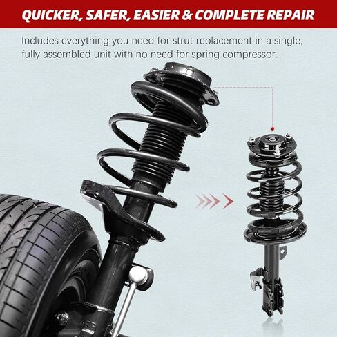 4PC Front Struts + Sway Bar Links Set - Replacement for 2012-2017 Toyota Camry Hybrid L LE XLE LE XLE - Complete with Coil Springs Assembly 2013 2014 2015 2016 in Kuwait