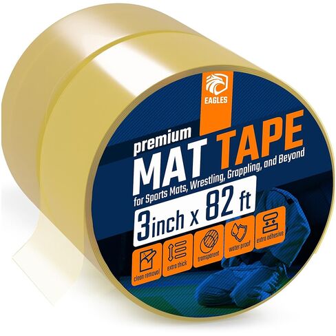 2 Pack 4 Inch Clear Mat Tape for Wrestling Grappling Gymnastics Jiu Jitsu MMA Floor | Exercise Roll Out Mats Foam Tiles | Home Mats & Gym Floor Tape in Kuwait