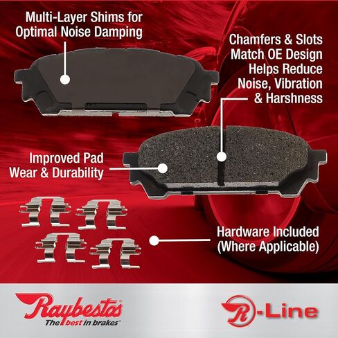 مجموعة وسادات الفرامل الخلفية من السيراميك البديلة للسيارات من Raybestos R-Line لاختيار دودج جراند كارافان/كارافان، كرايسلر تاون آند كونتري/فوييجر (MGD858C) in Kuwait