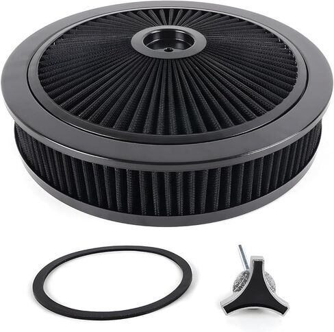 14" X 3" Round Air Cleaner Filter Assembly Kit With High- Flow Thru Lid Washable & Reusable for Caburetor Lid 5-1/8" Carb Neck Compatible with Ford/GMC/Chevy SBC BBC (BLUE) in Saudi Arabia