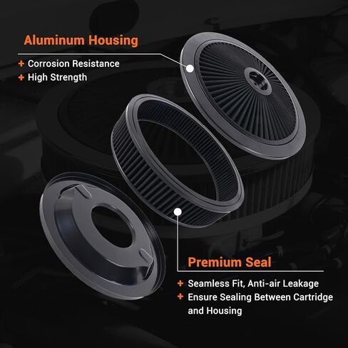 14" X 3" Round Air Cleaner Filter Assembly Kit With High- Flow Thru Lid Washable & Reusable for Caburetor Lid 5-1/8" Carb Neck Compatible with Ford/GMC/Chevy SBC BBC (BLUE) in Saudi Arabia