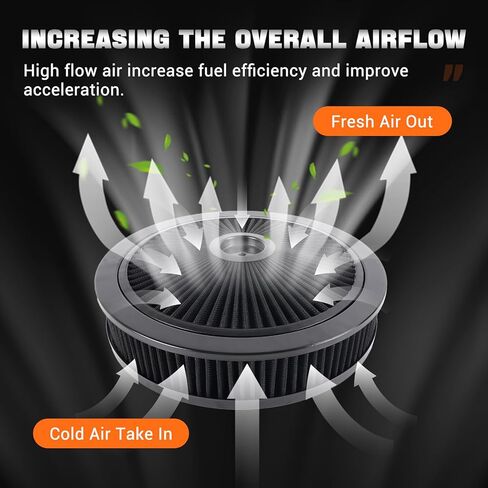 14" X 3" Round Air Cleaner Filter Assembly Kit With High- Flow Thru Lid Washable & Reusable for Caburetor Lid 5-1/8" Carb Neck Compatible with Ford/GMC/Chevy SBC BBC (BLUE) in Saudi Arabia