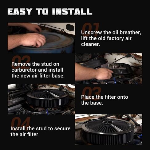14" X 3" Round Air Cleaner Filter Assembly Kit With High- Flow Thru Lid Washable & Reusable for Caburetor Lid 5-1/8" Carb Neck Compatible with Ford/GMC/Chevy SBC BBC (BLUE) in Saudi Arabia