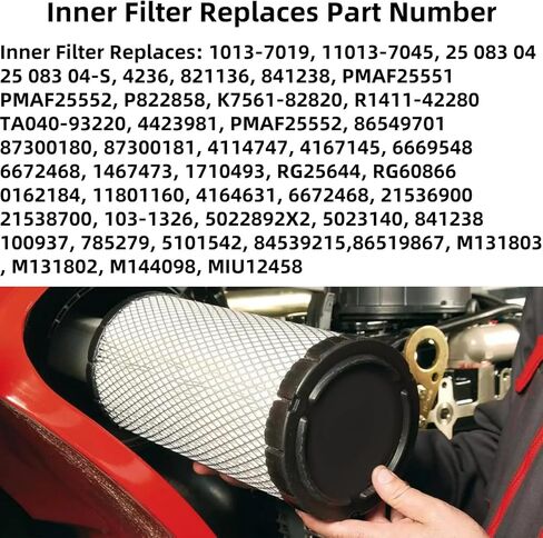 11013-7044 11013-7045 Inner & Outer Air Filter Fits for Kawasaki FX751V FX691V FX1000V FH680V FX801V AF25552 AF25551 for Kohler M131802 M131803 25 083 01-S 25 083 04-S for Donaldson P821575 P822858 in Kuwait