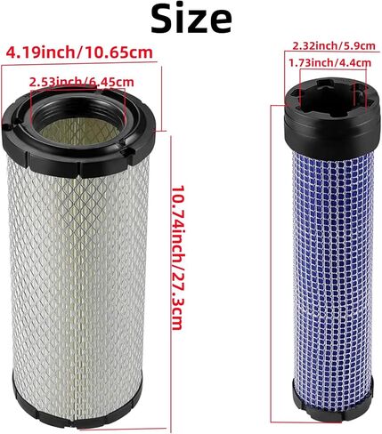 11013-7044 11013-7045 Inner & Outer Air Filter Fits for Kawasaki FX751V FX691V FX1000V FH680V FX801V AF25552 AF25551 for Kohler M131802 M131803 25 083 01-S 25 083 04-S for Donaldson P821575 P822858 in Kuwait