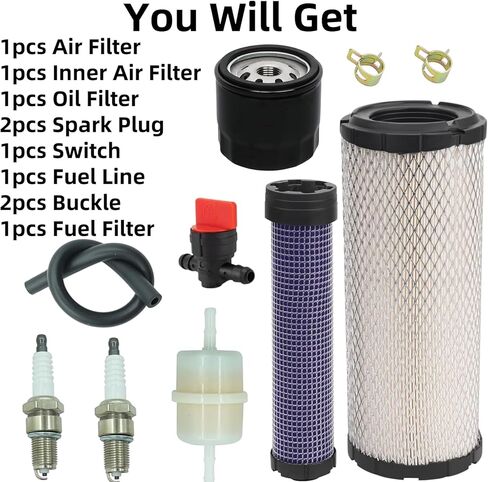 11013-7044 11013-7045 Inner & Outer Air Filter Fits for Kawasaki FX751V FX691V FX1000V FH680V FX801V AF25552 AF25551 for Kohler M131802 M131803 25 083 01-S 25 083 04-S for Donaldson P821575 P822858 in Kuwait