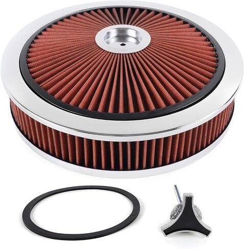 14" X 3" Round Air Cleaner Filter Assembly Kit With High- Flow Thru Lid Washable & Reusable for Caburetor Lid 5-1/8" Carb Neck Compatible with Ford/GMC/Chevy SBC BBC (BLUE) in Saudi Arabia