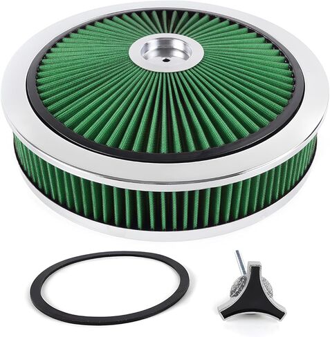 14" X 3" Round Air Cleaner Filter Assembly Kit With High- Flow Thru Lid Washable & Reusable for Caburetor Lid 5-1/8" Carb Neck Compatible with Ford/GMC/Chevy SBC BBC (BLUE) in Saudi Arabia