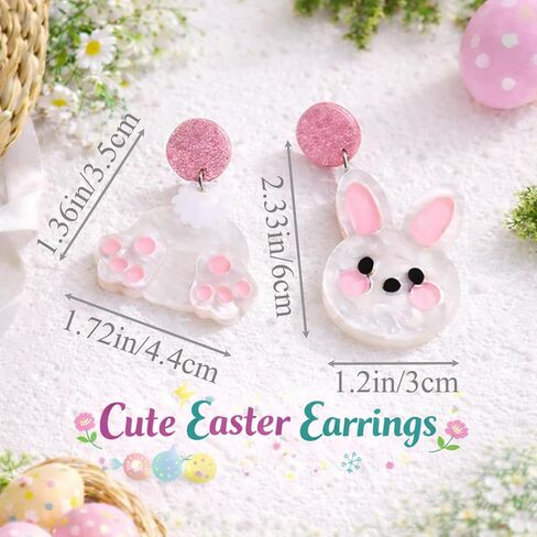 Easter Bunny Earrings for Women - Cute Rabbit Dangle Jewelry, Easter Basket Stuffers Spring Outfit Dresses Accessories Gifts in Kuwait