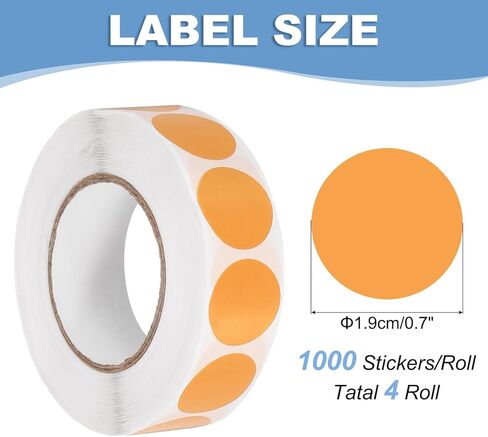 PATIKIL Colored Dot Stickers 3/4", 4000 Pcs Color Coding Labels Blank Circle Stickers Adhesive Round Price Labels for Inventory Office Garage Classroom, Bright Orange in Saudi Arabia