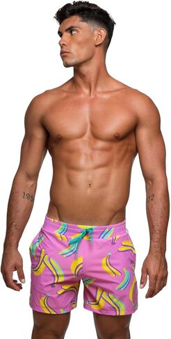 Rounderbum Mens Swimwear | Beach Shorts | Padded Technology | Quick Dry | Drawstring | Bathing Suits | Swim Shorts | Palm Green | Large in Kuwait