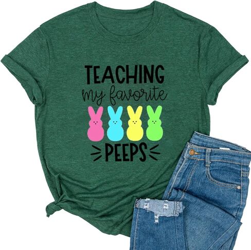 Yimoya Happy Easter Shirt Cute Easter Tees Leopard Bunny Rabbit Graphic Tees in Kuwait