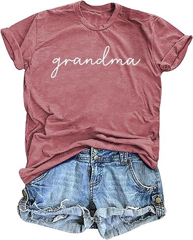 Grandma Shirts for Women: Grandmother Graphic T-Shirts Mama Short Sleeve Blouse Tees in Saudi Arabia