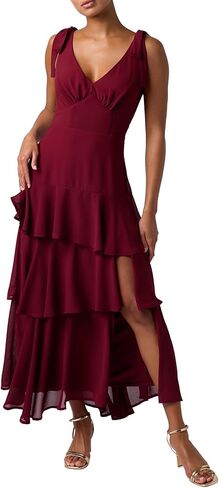 Lulus Arya Tiered Maxi Dress Floral Chiffon Maxi Dress with Tying Straps in Saudi Arabia
