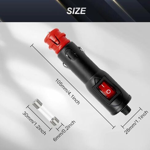 4 Pcs 12V/24V 10A Cigarette Lighter Male Plug with Switch Aux Socket Plug Car Replacement Connector for Motorcycle/Car/Tractor with 4 Pcs Fuse, Screwdriver in Saudi Arabia
