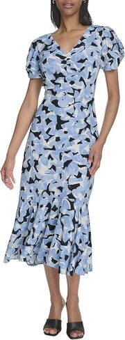 Halston Women's Short Sleeve Center Ruched Printed Dress in Saudi Arabia