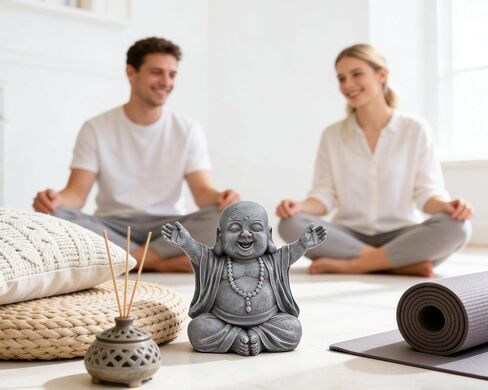 Laughing Buddha Statue for Zen Space, Relieve Stress Zen Atmosphere for Indoor/Outdoor Feng Shui Decoration in Kuwait