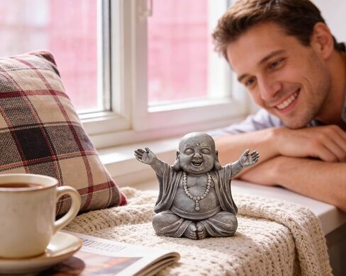 Laughing Buddha Statue for Zen Space, Relieve Stress Zen Atmosphere for Indoor/Outdoor Feng Shui Decoration in Kuwait