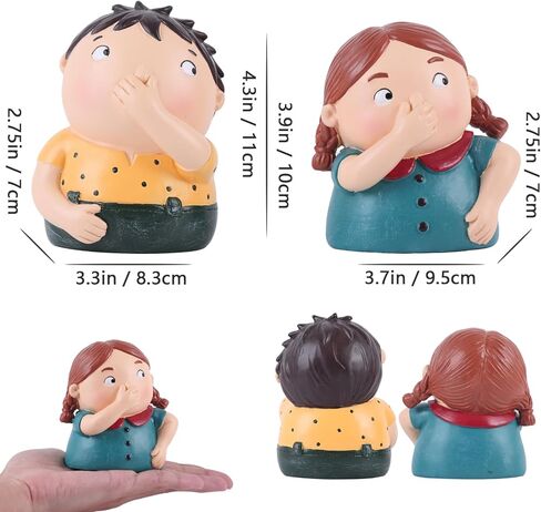 Funny Bathroom Decor Boy and Girl Holding Nose Statue Set,Humorous Toilet Shelf Decor,Cute Conversation Starter Figurines,Unique Gag Gift for Housewarming,4.3-Inch Tall (Yellow Blue) in Kuwait