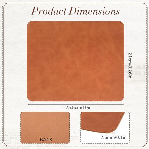 لوحة ماوس جلدية، لوحة ماوس مزدوجة الجانب مع حافة مخيطة، وسادات ماوس ألعاب مقاومة للماء، وسادات ماوس خشبية، قاعدة مطاطية غير قابلة للانزلاق لأجهزة الكمبيوتر والكمبيوتر المحمول والمكتب والمنزل، 10.2 × 8.3 بوصة، عبوة واحدة (بني) in Kuwait