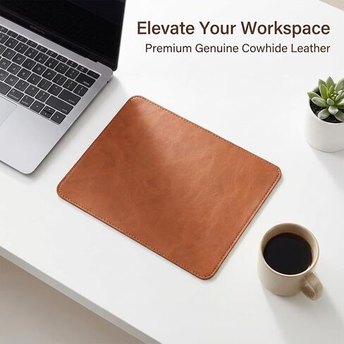 لوحة ماوس جلدية، لوحة ماوس مزدوجة الجانب مع حافة مخيطة، وسادات ماوس ألعاب مقاومة للماء، وسادات ماوس خشبية، قاعدة مطاطية غير قابلة للانزلاق لأجهزة الكمبيوتر والكمبيوتر المحمول والمكتب والمنزل، 10.2 × 8.3 بوصة، عبوة واحدة (بني) in Kuwait