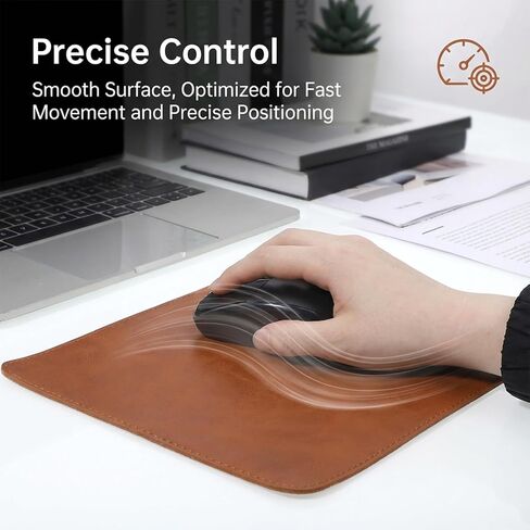 لوحة ماوس جلدية، لوحة ماوس مزدوجة الجانب مع حافة مخيطة، وسادات ماوس ألعاب مقاومة للماء، وسادات ماوس خشبية، قاعدة مطاطية غير قابلة للانزلاق لأجهزة الكمبيوتر والكمبيوتر المحمول والمكتب والمنزل، 10.2 × 8.3 بوصة، عبوة واحدة (بني) in Kuwait