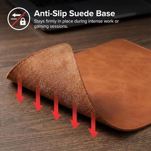 لوحة ماوس جلدية، لوحة ماوس مزدوجة الجانب مع حافة مخيطة، وسادات ماوس ألعاب مقاومة للماء، وسادات ماوس خشبية، قاعدة مطاطية غير قابلة للانزلاق لأجهزة الكمبيوتر والكمبيوتر المحمول والمكتب والمنزل، 10.2 × 8.3 بوصة، عبوة واحدة (بني) in Kuwait