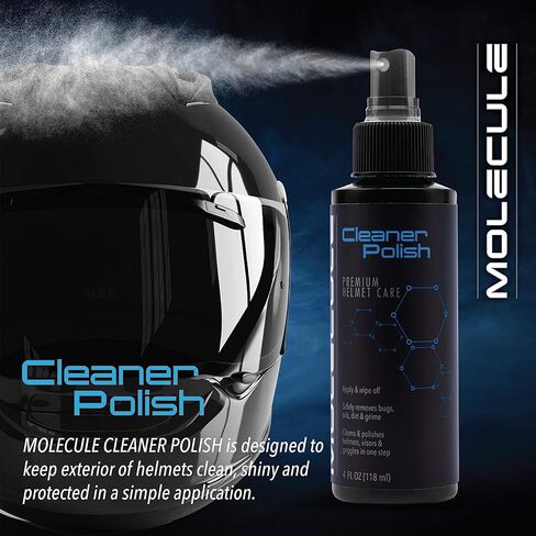 Molecule Helmet Polish Kit | Premium Helmet Care | 4 Ounce Cleaner Polish & Refresh | Cleans and Details Gloss Finish Helmets, Visors, and Goggles | 4 Ounce (1 Kit) in Kuwait