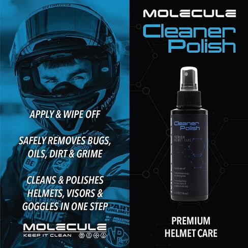 Molecule Helmet Polish Kit | Premium Helmet Care | 4 Ounce Cleaner Polish & Refresh | Cleans and Details Gloss Finish Helmets, Visors, and Goggles | 4 Ounce (1 Kit) in Kuwait