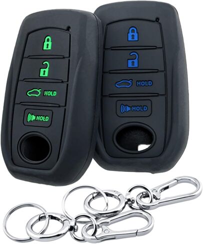 2 قطعة 4 أزرار سيليكون مفتاح ذكي فوب ل 2026 2025 2024 2023 تويوتا كورولا كراون 2025 2026 كامري مفتاح فوب غطاء (أسود مع أحمر/أزرق) in Kuwait