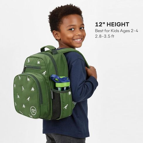 mibasies Toddler Backpacks for Boys 2-4: Quilted Backpack for Preschool Prek Daycare - Cute 12 Inches Bookbag for Little Kids Dinosaur Green in Kuwait