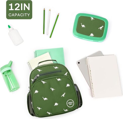 mibasies Toddler Backpacks for Boys 2-4: Quilted Backpack for Preschool Prek Daycare - Cute 12 Inches Bookbag for Little Kids Dinosaur Green in Kuwait