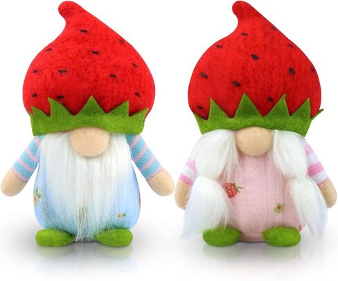 مجموعة Gehydy مكونة من 2 تماثيل الربيع لتزيين عيد الفصح والصيف والفراولة جنوم ديكور يدوي للمنزل والمطبخ صينية متدرجة in Kuwait